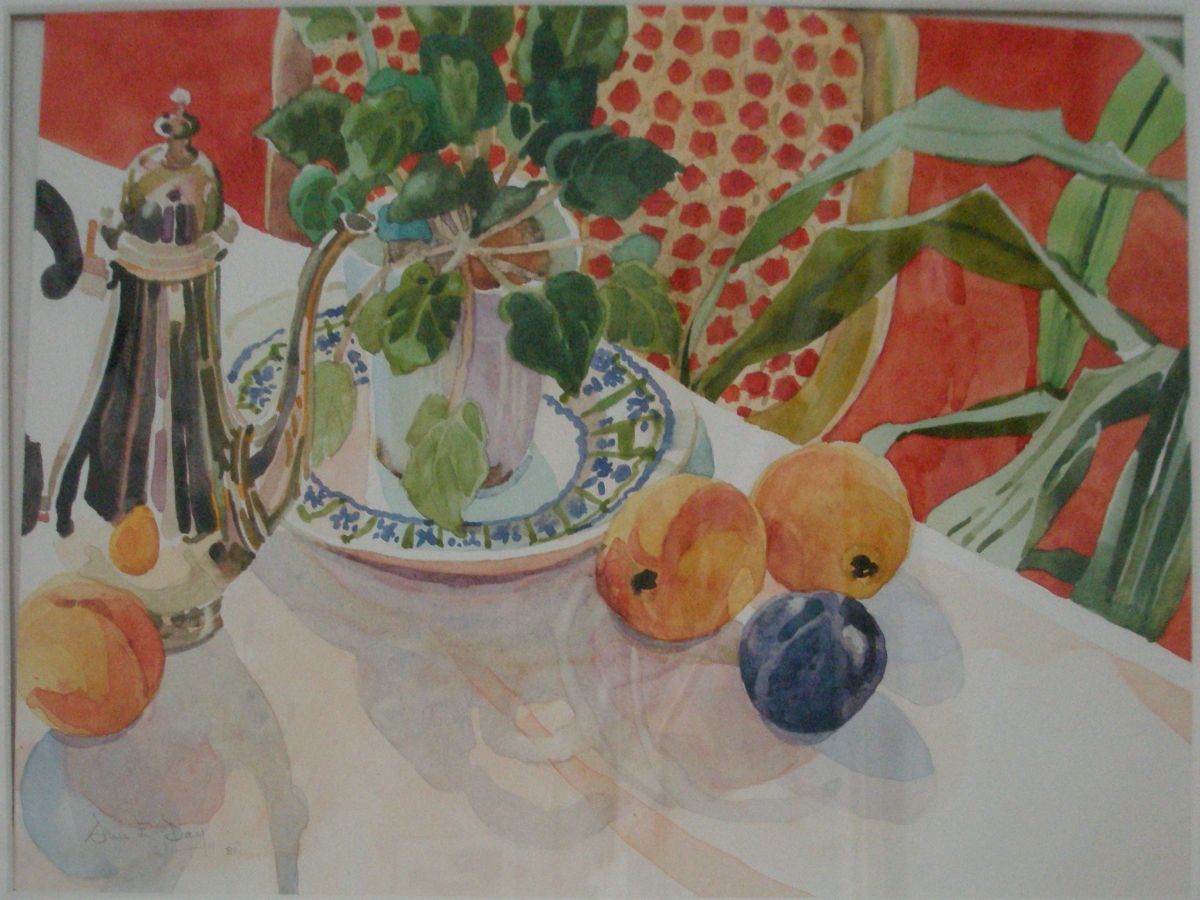 Silver Teapot with Peaches